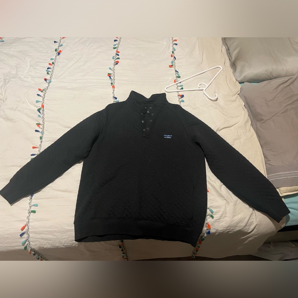 L. L. Bean Quilted Quarter Snap Sweatshirt Mockneck Large Like New